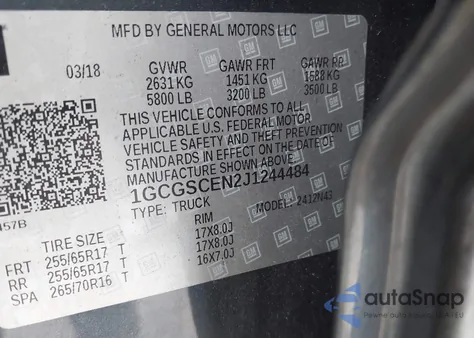 2018 Chevrolet Colorado Lt from USA, damaged, VIN 1GCGSCEN2J1244484